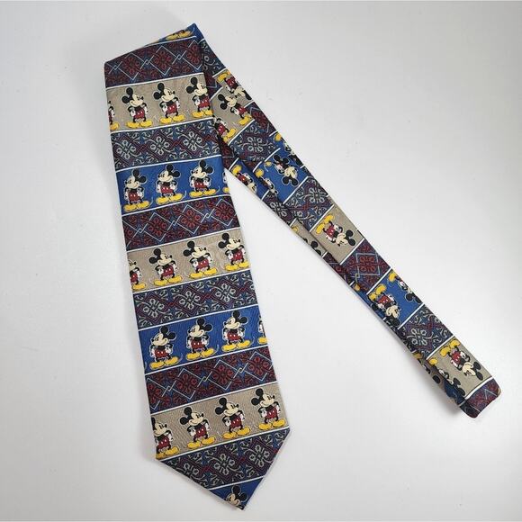 🌻3 for $18 Vintage Disney Mickey Mouse Striped Tie - Picture 2 of 3